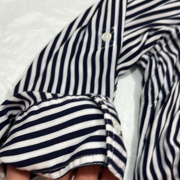 New leaf black vertical striped rayon BLOUSE pink blue floral embroidery 2XL XXL - Picture 11 of 14